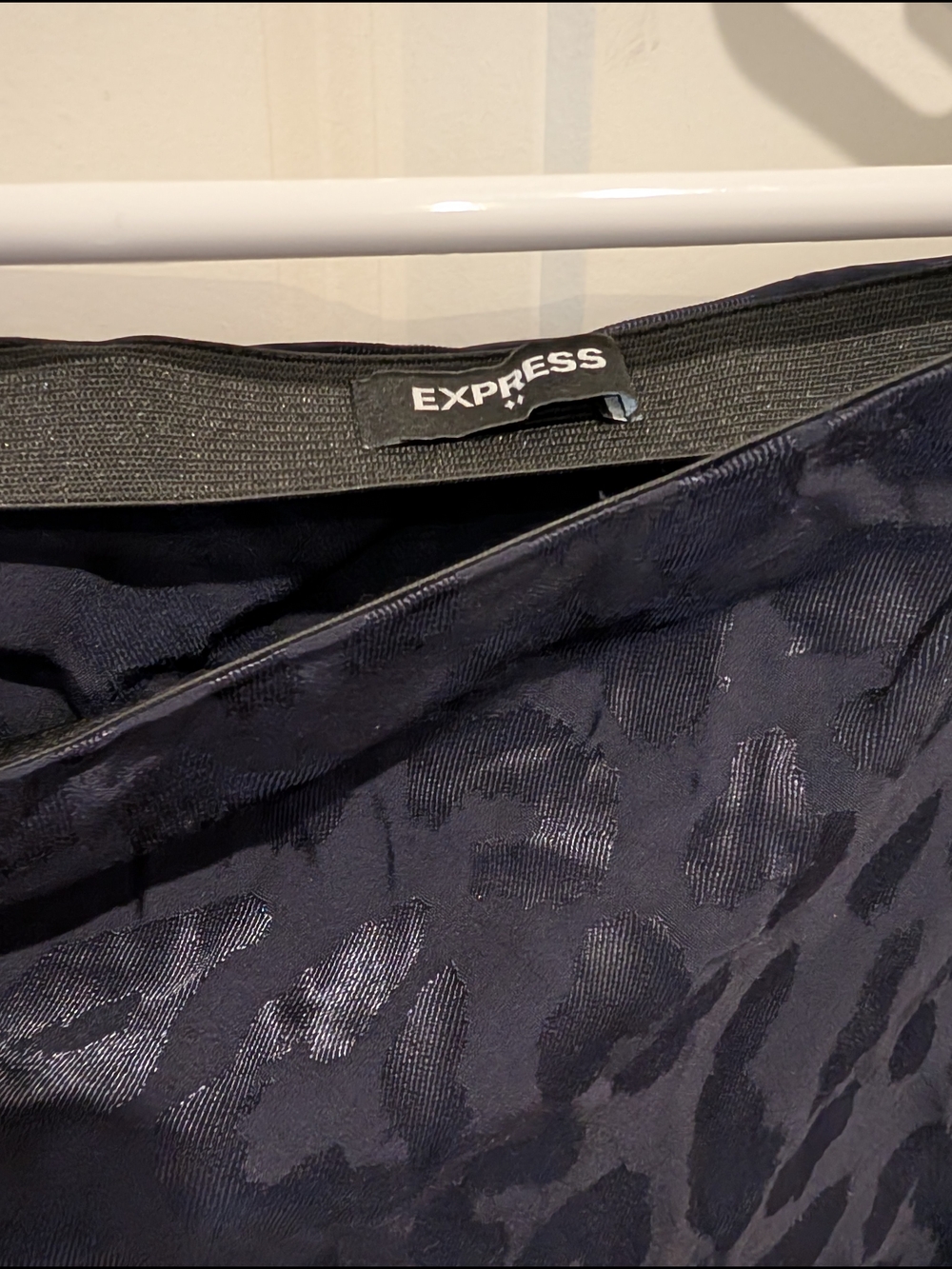 Express Dark Navy Leopard Jacquard Skirt - Picture 2 of 2